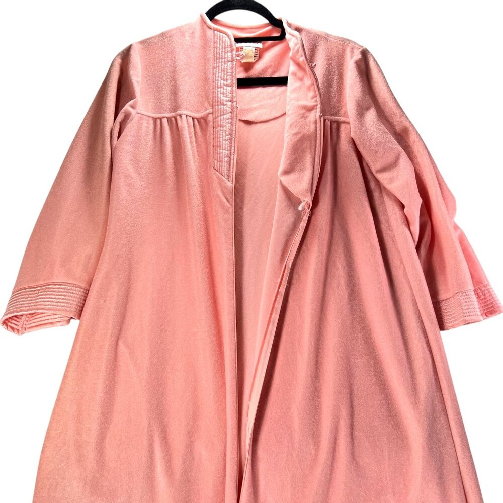 Vtg Heiress NWT Pink Bath Robe Small Quilted Trim USA Union Made Belt - Picture 4 of 15